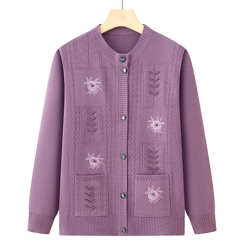 Women's Spring & Autumn Knit Cardigan for Middle-Aged & Elderly