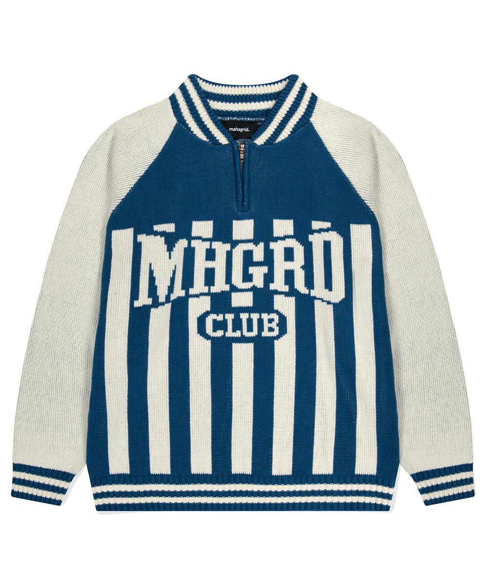 Maha Grid Mhgrd Club Half Zip Knit Blue(Mg2Dfmk680A) Blue/S