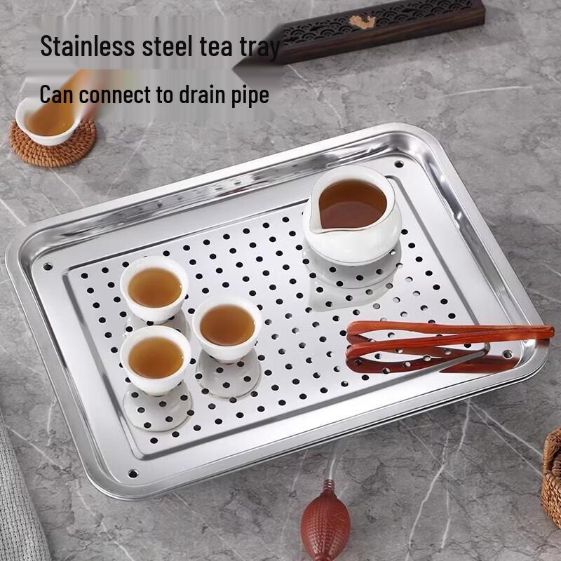 Stainless Steel Draining Tea Tray