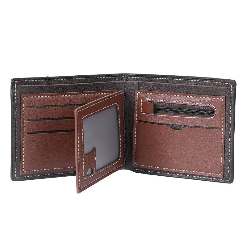 Men’s Vintage Leather Wallet Bifold Short Wallet with ID Window Multi Card Holder Cash Pocket Slim Business Wallet