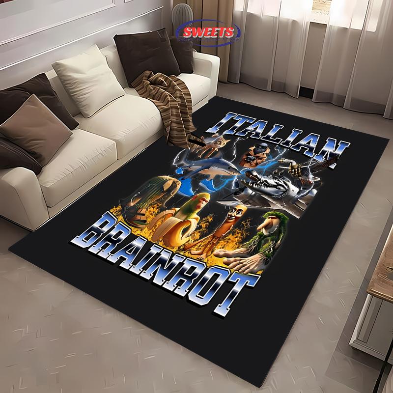 AI Fantastic Absurd Italian Brainrot Collection Printed Carpet,Mat for Bedroom Living Room Non-Slip Kid Rug for Dining Room Sofa