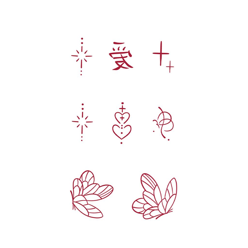 Sticker Tatuaggio Adesivo Lunga Striscia Totem Linea Dita Multi-Immagine Fiore Semplice Liscio Sole Luna Stella Schiena Vita Colonna Vertebrale