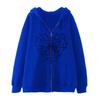Colorful Spider Web Print Zip Up Hoodie Loose Fit Streetwear Y2K Couple Outerwear