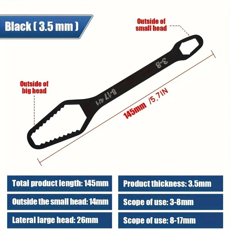 

1PC Universal Self-Tightening Adjustable Glasses Wrench, 3.5mm Thickness Double Head Torx Wrench for 8-22mm/3-17mm, Multi-Size