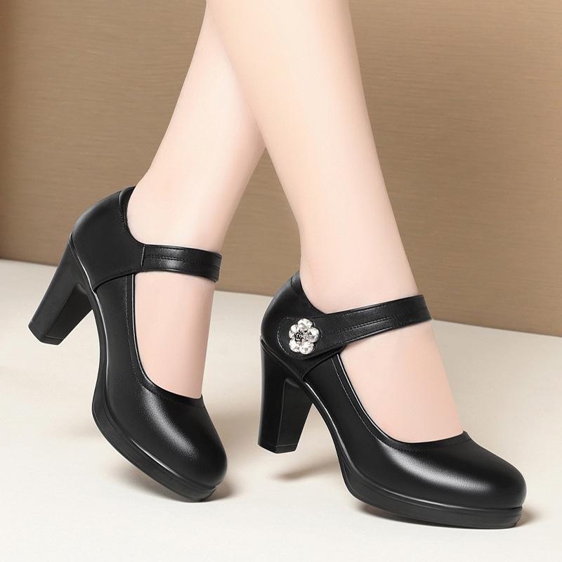 Cheongsam Shoes Model Show High Heels Thick Heels Women's Shoes Waterproof Platform Women's Single Shoes Black Work Shoes
