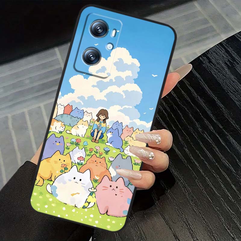Cartoon Anime Capibala Art For OPPO Reno 5 6 7 A96 A40 A58 Realme GT A74 A78 Neo2 A74 A78 Find X5 X3 X7 X8 Black Phone Case