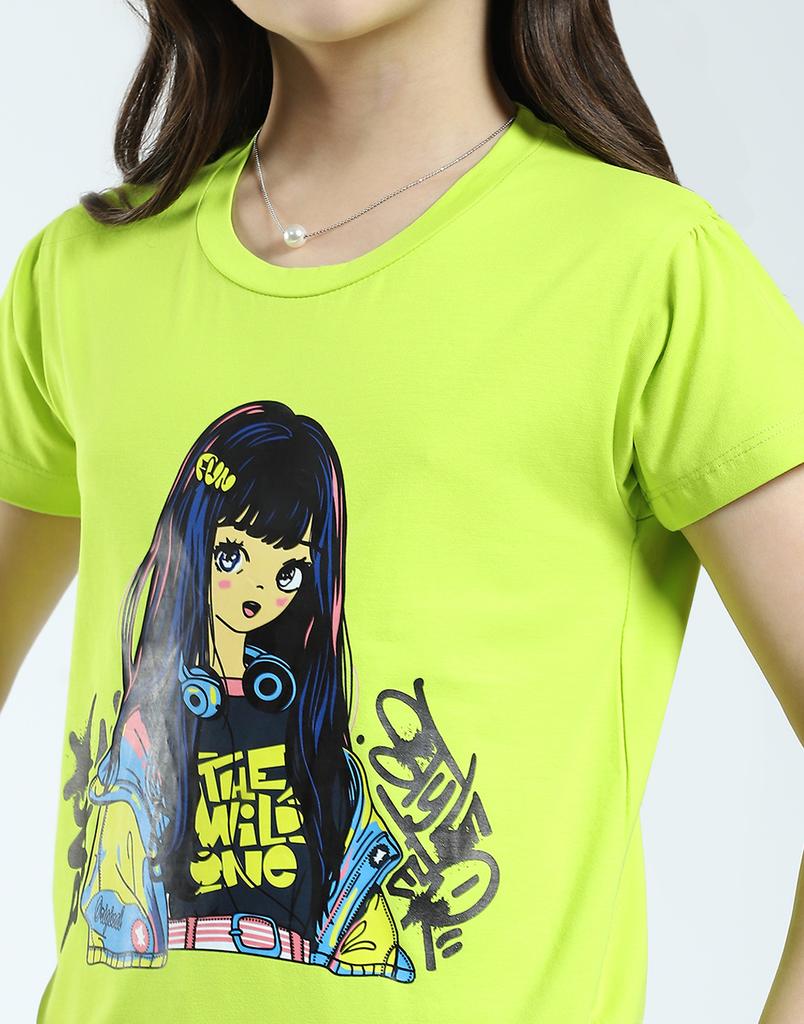 MONTE CARLO Mädchen Bedrucktes Rundhals Halbarm Top