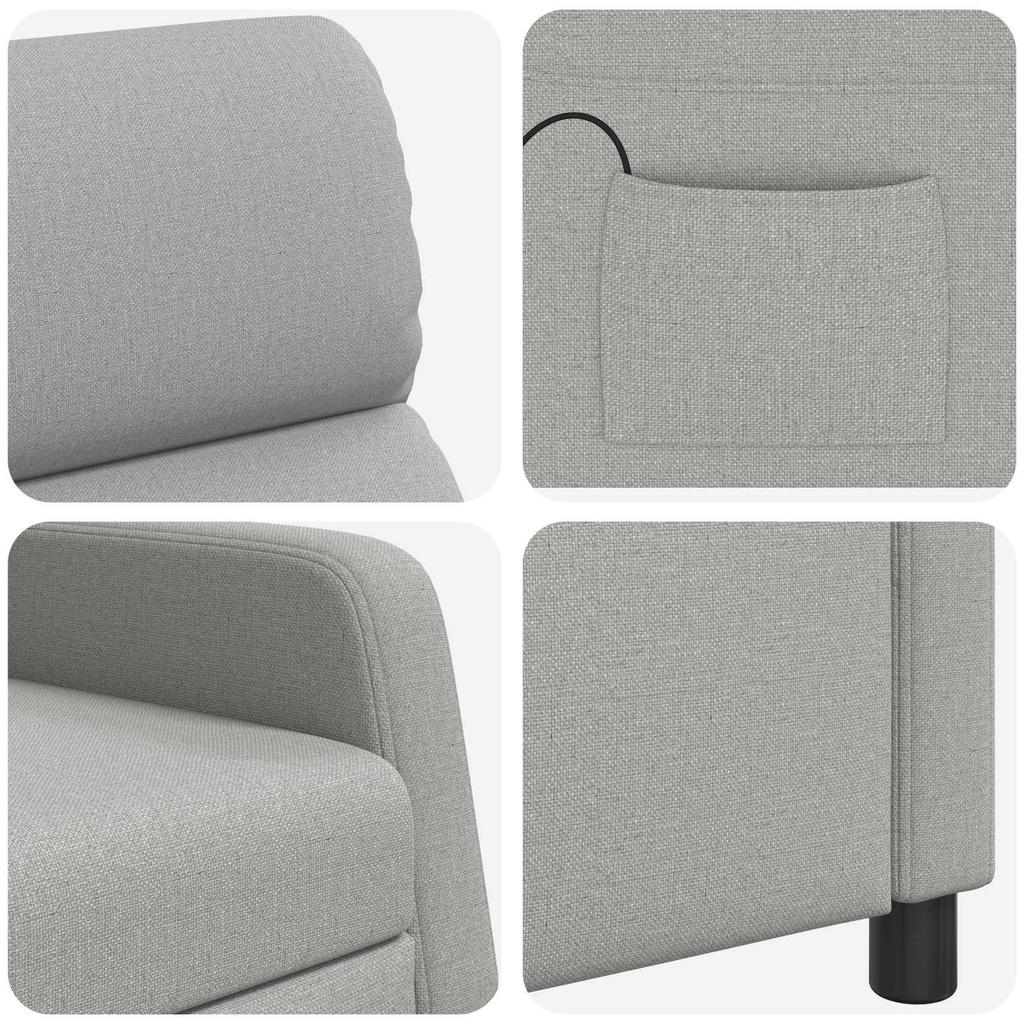 Massage Recliner Cloud Gray Fabric