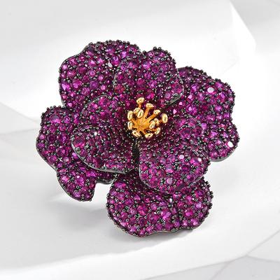 Autumn New Women's Copper Brooch Exquisite And Elegant Temperament Purple Flower Style Brooch