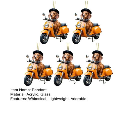 Yousheng 2D Biking Dog Car Pendant Acrylic Rearview Mirror Ornament Cute Themed Car Accessory for Interior Decor