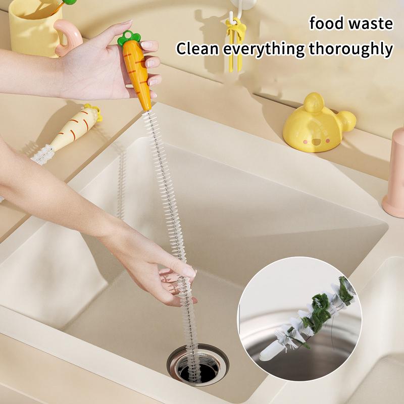 Kitchen Sink Cleaning Tools Wall-Mounted Garbage Clip Tweezers Pipe Hair Cleaning Tool Cute Radish Bathroom Sink Hair Clips