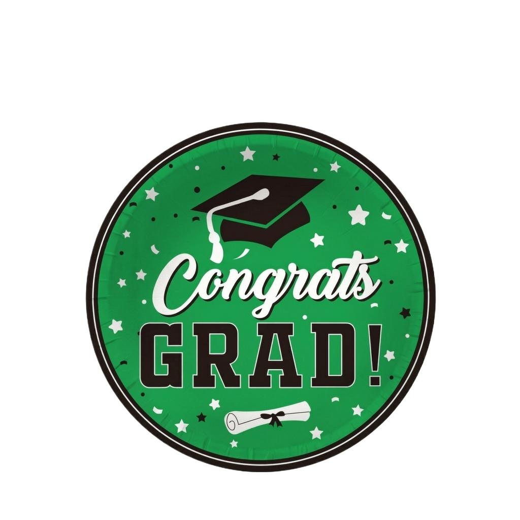 Graduation Party Tableware Set Includes Paper Plates Napkins Tablecloth and Decorations for Celebration Event Supplies