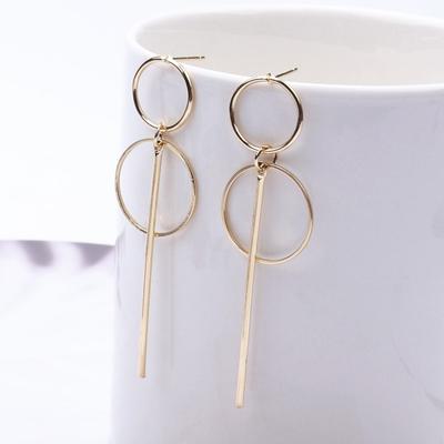 New Fashion Punk Simple Gold Long Tassel κρεμαστό μέγεθος κύκλου σταγόνα σκουλαρίκια για γυναικεία δώρα αυτί