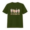 Life Is Boba Ful T Shirt For Women Cute Pearl Milk Tea Pattern Casual Funny Tops Lover GifT vintage Washed Versatile