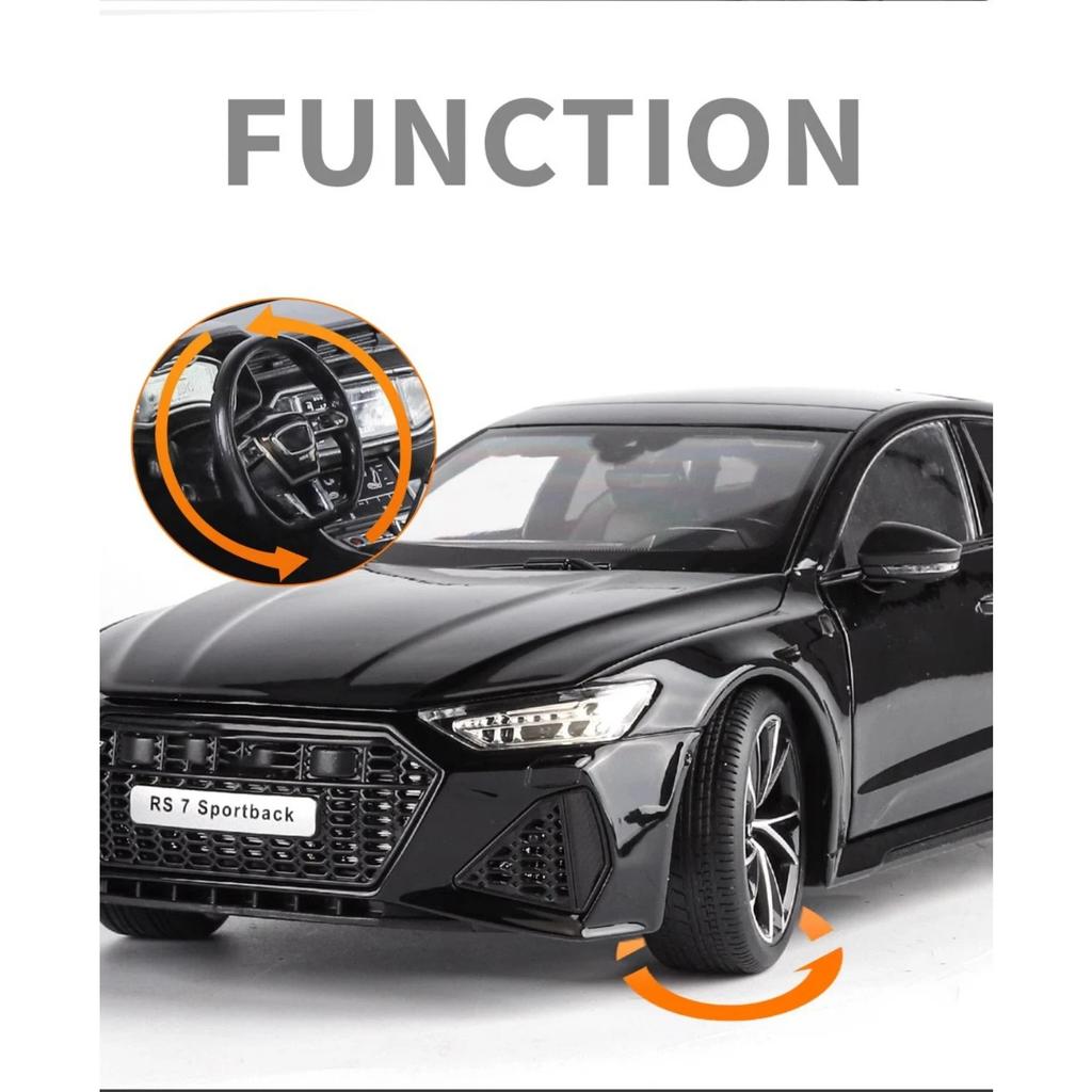 1/18 Scale RS7 Sportback Black Warrior Supercar Diecast Metal Alloy Model Car Remote Control Version Sound & Light Hobbies Collection