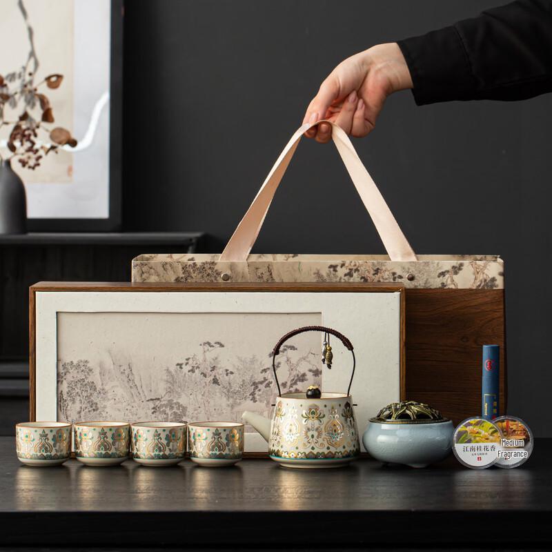 HX Ru Kiln Jinyincuo Overhead Handle Tea Set