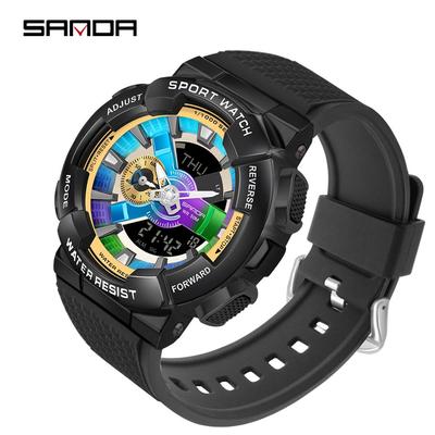 New SANDA Symphony Men's Watch Fashion Trend Dual Display Synchronization Outdoor Luminous Electronic Multifunctional Watch Ladies Watch Couple Watch