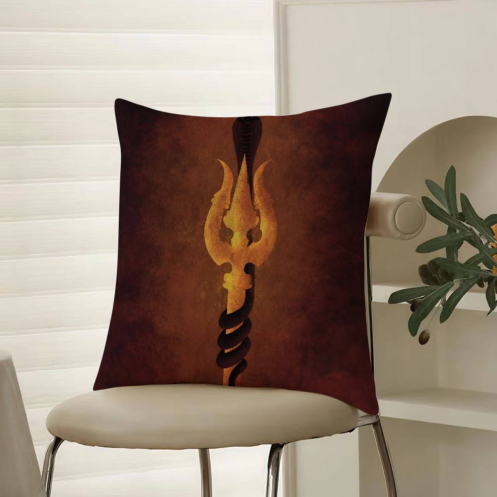Shiva Classical Design Print Pillow Case Comfort Sofa Bed Silky Elegant Invisible Zipper Decorative Cushion Cover