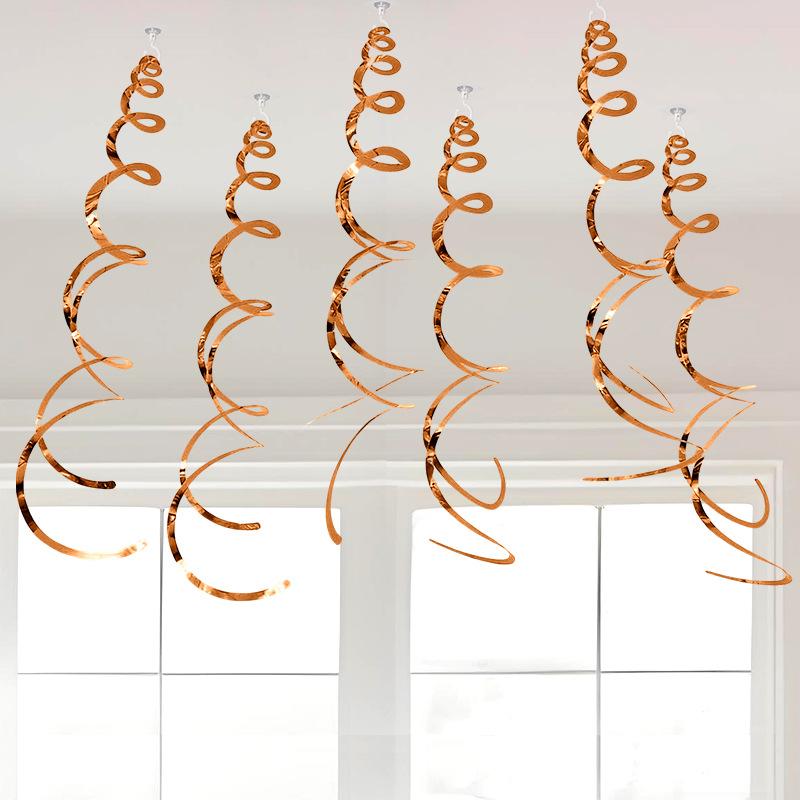 6 stk Spiralhengende Party Streamers Hengende Plast Streamer Spiralanheng Twin Tail Party Takfolie Swirl-dekorasjoner