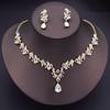 Exquisite Dangle Earrings and Necklace for Women Elegant Jewelry Set Flower Design Shining Rhinestone Necklace Set Wedding