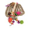 Bird Seagrass Swing Toys Colorful Rattan Balls Double Layer Parrot Climbing Hammock Swing with Wood Perch for Pet Bird
