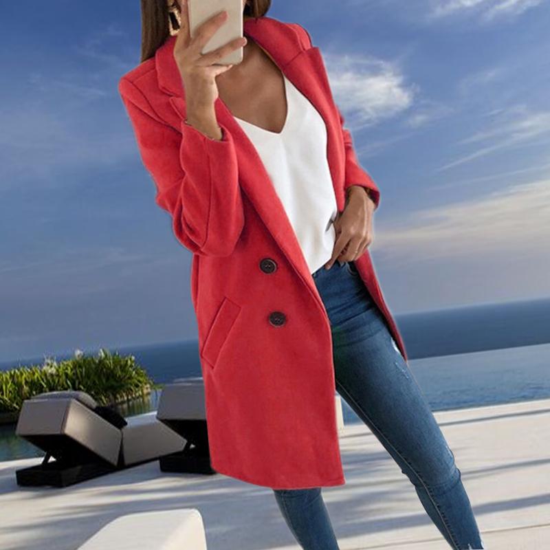 Mujer Abrigo de lana de invierno Solapa de manga larga Abrigos abrigos  abrigos Chaquetas comprar a buen precio — entrega gratuita, reseñas reales  con fotos — Joom
