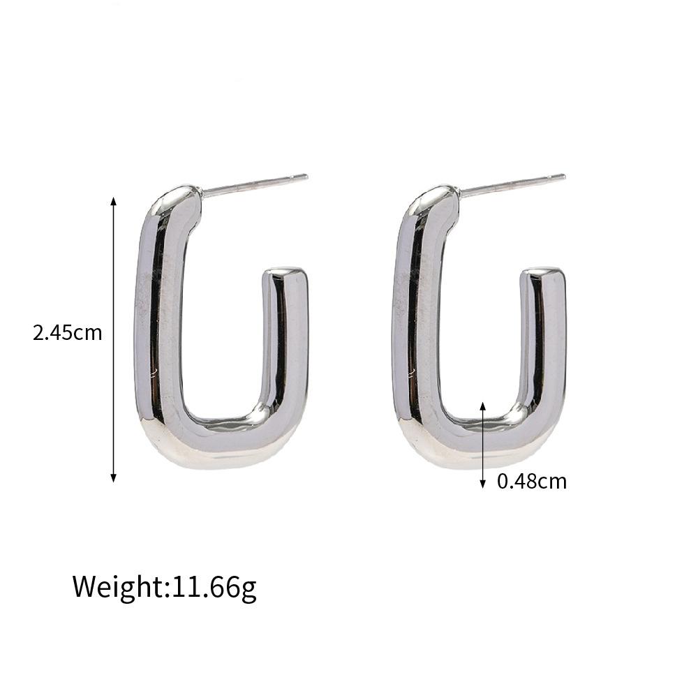 

Yori Stainless Steel Long Square Stud Earrings Texture Metal Charm 18k Gold Color Texture Statement Jewelry Party