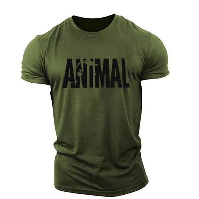 Summer Round Neck 3D Print Animal Letter Pattern Top Fashionable Casual Minimalist Style Short Sleeved Men's T-shirts