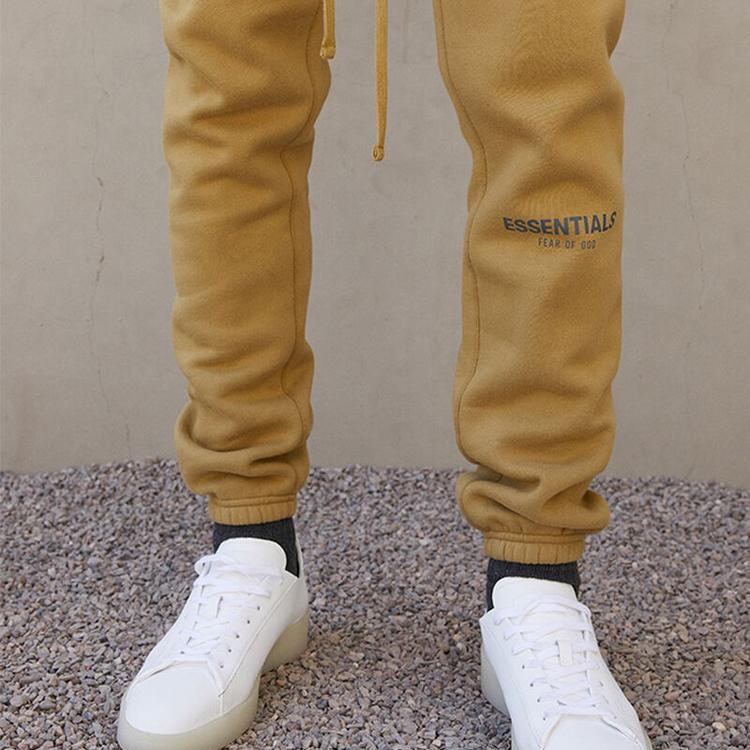 Fear of God FW21 Essentials Sweatpants with Fleece Lining and Rubber Tag Men Bottoms Ginger Amber FOG-FW21-024