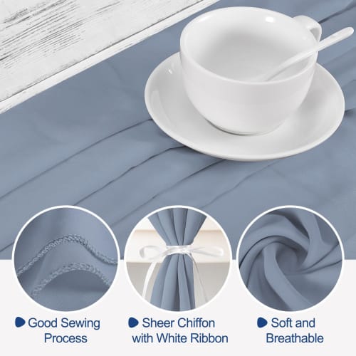 Uxcell Chiffon Table Runner, 3M, 72 X 305 Cm, Rustic Gauze Tablecloth, Sheer Wedding Table Runner for Weddings, Bridal Parties, and Table Decorations,