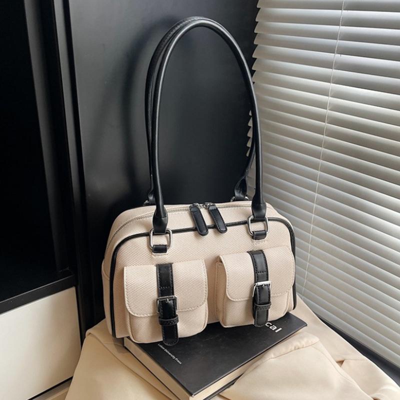 Retro Pillow Bag Merging Bowling Shape Stylish Handheld Shoulder Bag for Work & Commuting Women Underarm Bags