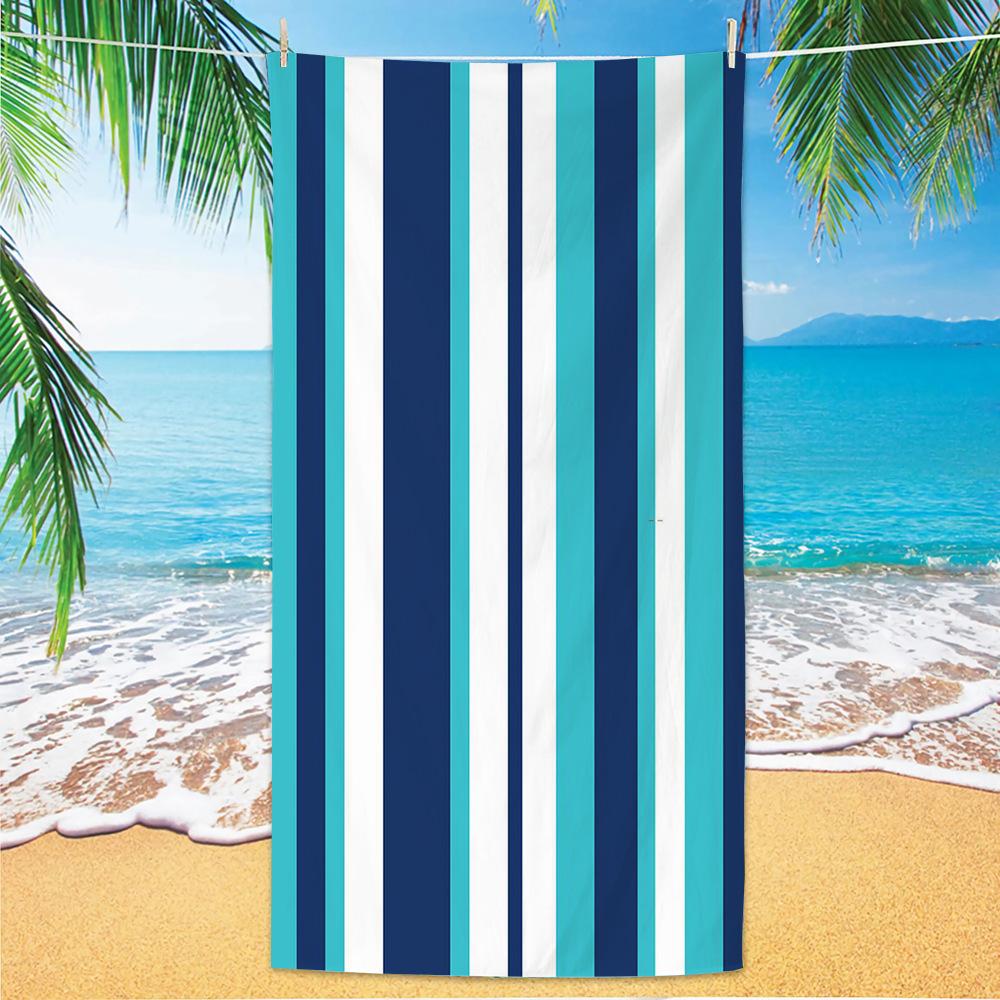 Ocean Themed Multi-Color Striped Beach Towel Quick Dry Absorbent Towel for Swimming Pool Camping Beach Travel Use