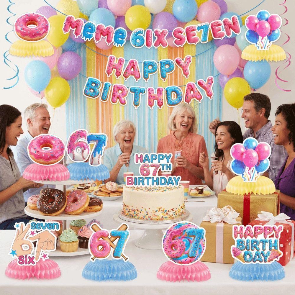 Internet Humor 67 Meme Birthday Decorations Colorful Honeycomb Centerpieces  All Ages Celebration