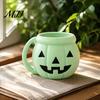 Cute Pumpkin Shape Organizer Halloween Ice Cream Cup with Spoon, Keeps Hands Warm Dessert 3D Printed Decor Cup, PLA Creative Sleeve for Home