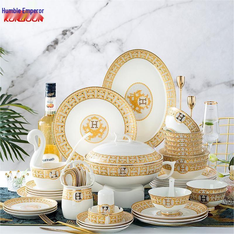 Qianxing 60-Piece Mosaic Ceramic Dinnerware Set