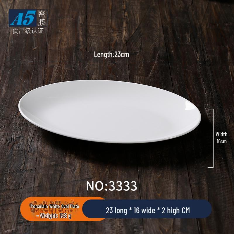 Melamine White Oval Fish Plate – Thickened Imitation Porcelain, 16-inch Large for Hotels