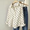 European and American New Polka Dot Fashion Temperament Long-sleeved Shirt, Lapel Retro Loose Casual Commuter Top