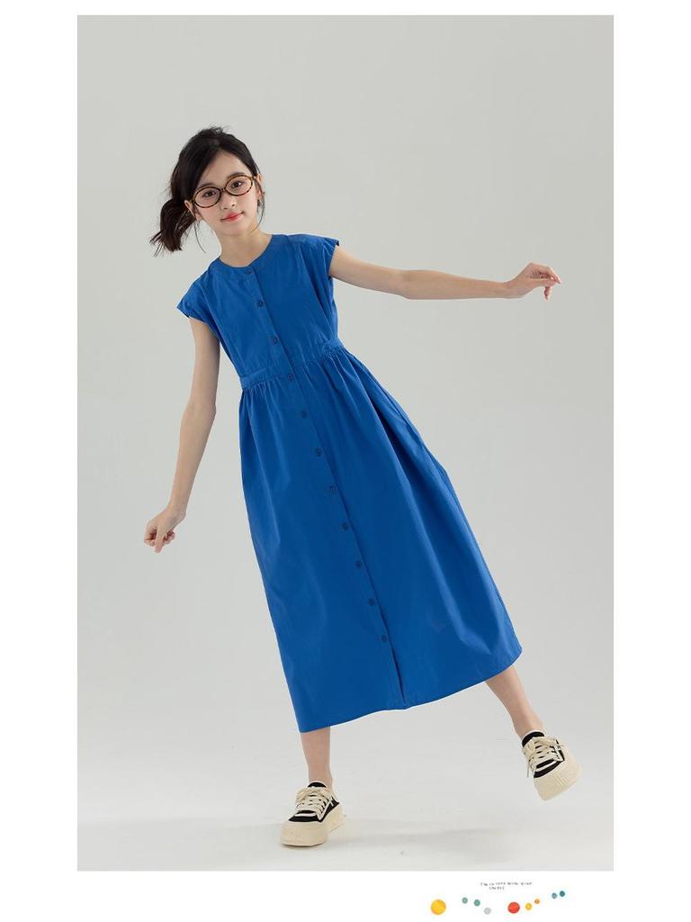 Girls' Stylish Summer Long Dress: Single-Breasted, Parent-Child Matching
