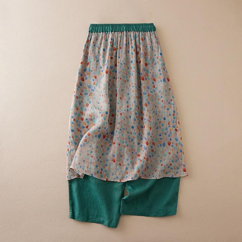 Floral Ethnic Style Casual Summer Women S Skirt Pants