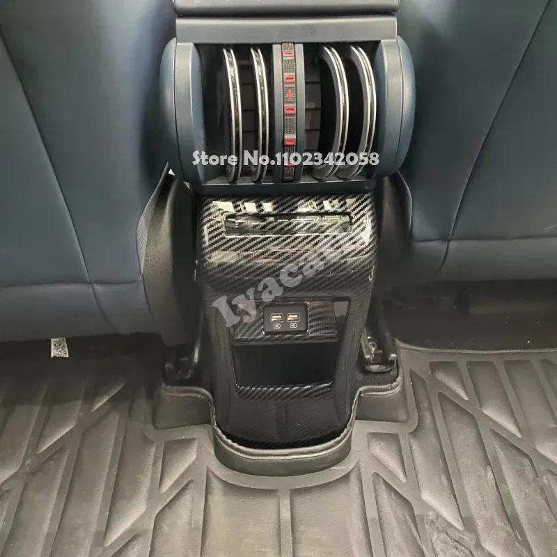 For BYD ATTO 3 YUAN PLUS   ABS Carbonfiber Black Rear Air Condition Outlet Back Anti Kick AC Vents Panle Protector Frame