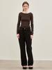 Le Back Scoop Neck Long Sleeves (Brown)