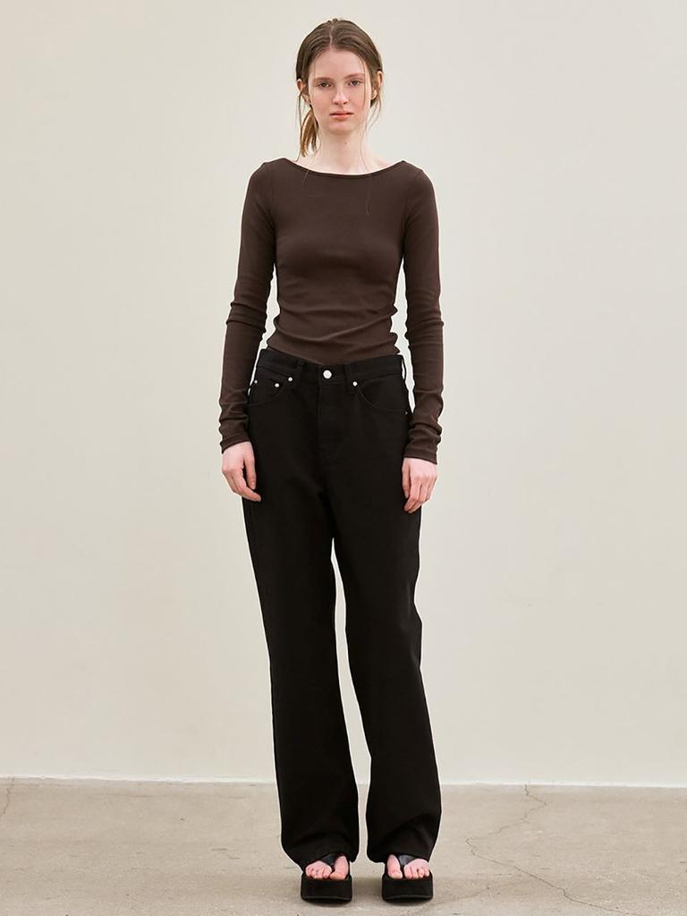 Le Back Scoop Neck Long Sleeves (Brown)