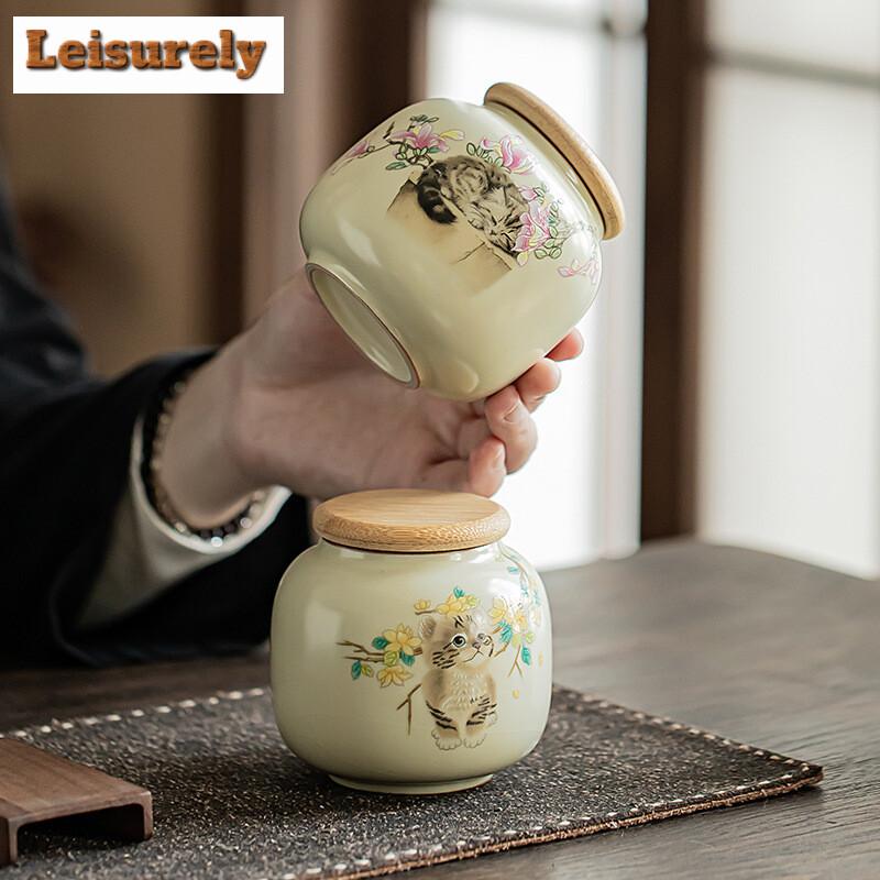 250ml Kräm Ru Ugn Te Låda Organizer Bärbar Mini Fuktsäker Kanin Förvaringstank Behållare Te Burk Teservis Dekoration