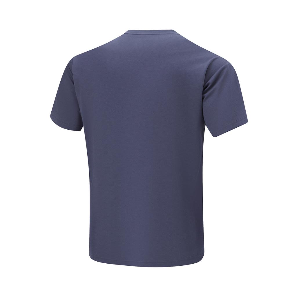 Li Ning Cooling Tea T Ice Silk Quick Dry Cool Solid Color Round Neck Casual Sports Short Sleeve T-Shirt Men Tops Mushan-Blue ATSU731-2