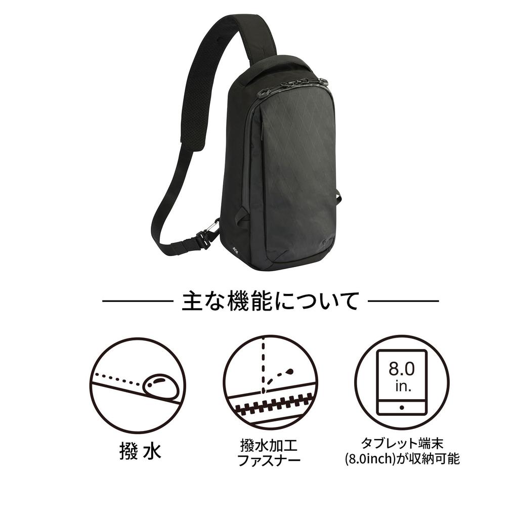 Lagrentis Cross X Body Bag 6L Tablet High Strength 20064 Black [Acegene] 8.0-inch X-PAC