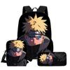3Pcs Set School Backpack with Front Pocket, Crossbody Bag & Pencil Bag, Cartoon NARUTO, Lightweight for Boys & Girls Ages 6-10
