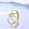 Gold-Plated S925 Sterling Silver Adjustable Open Ring with Hollow Filigree Design