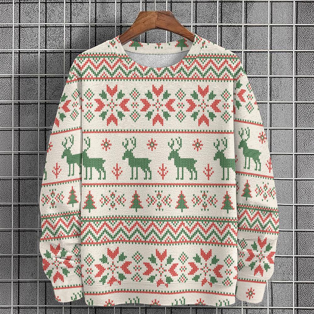 Christmas Sweatshirts For Men Elk 3d Print Long Sleeve Sweatshirt Men Clothing Autumn Festival Casual Oversized Hoodies Men Tops
