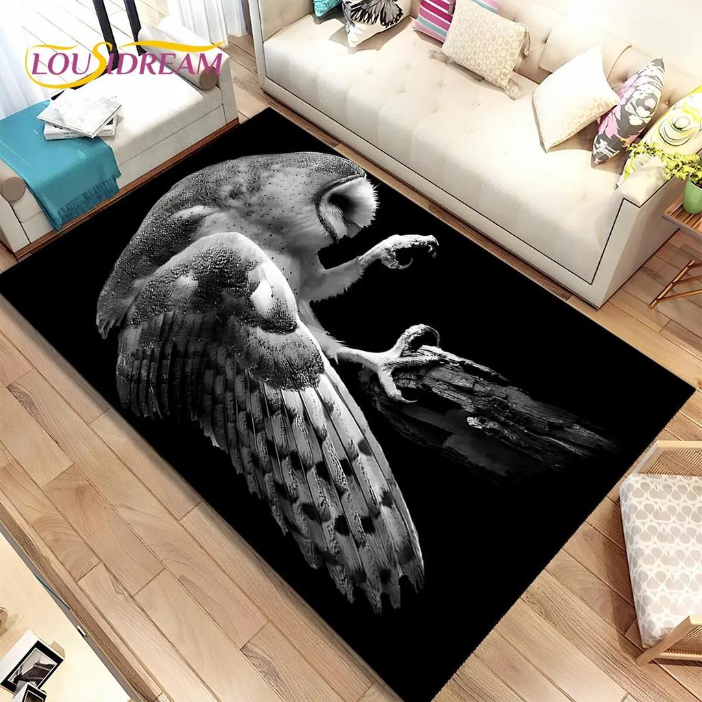 Cute Owl 3D Cartoon Area Rug,Carpet Rug for Home Living Room Children Bedroom Sofa Doormat Decor,kids Play Non-slip Floor Mat