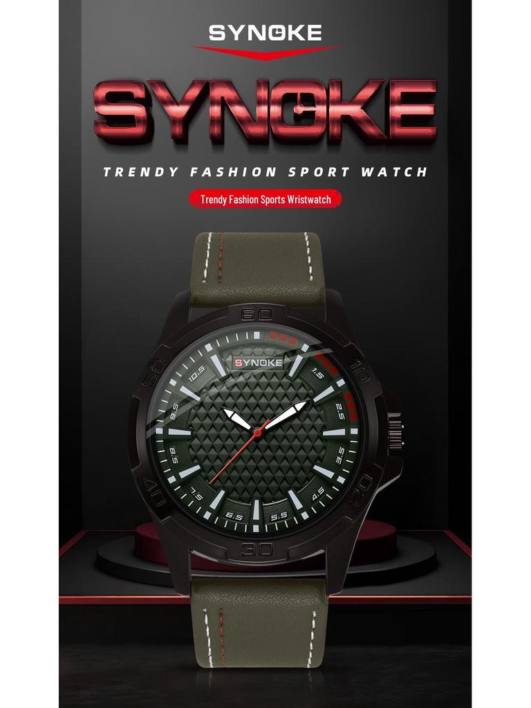 SYNOKE Retro Men's Quartz Watch, Alloy Case, Leather Strap - Fashion Sport Wristwatch, Ideal Student Gift